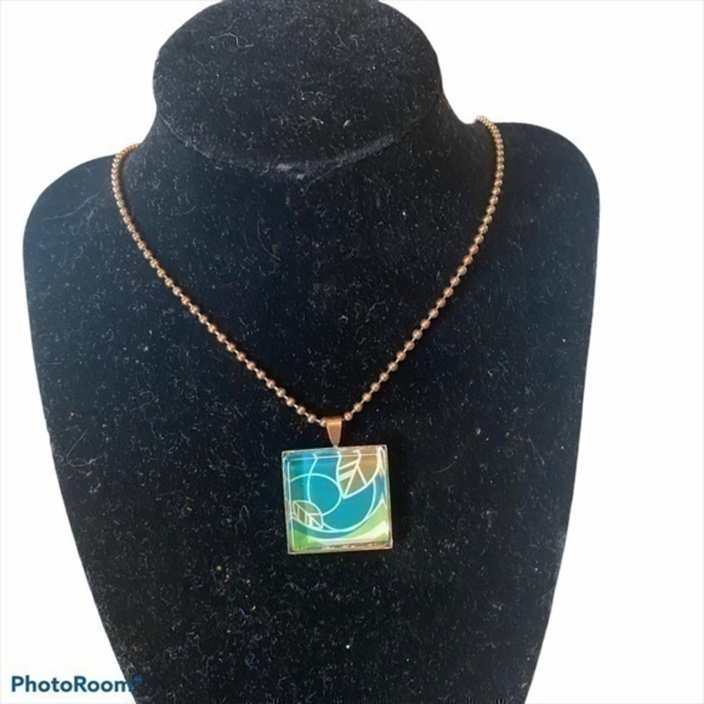 Handcrafted leaf tile necklace